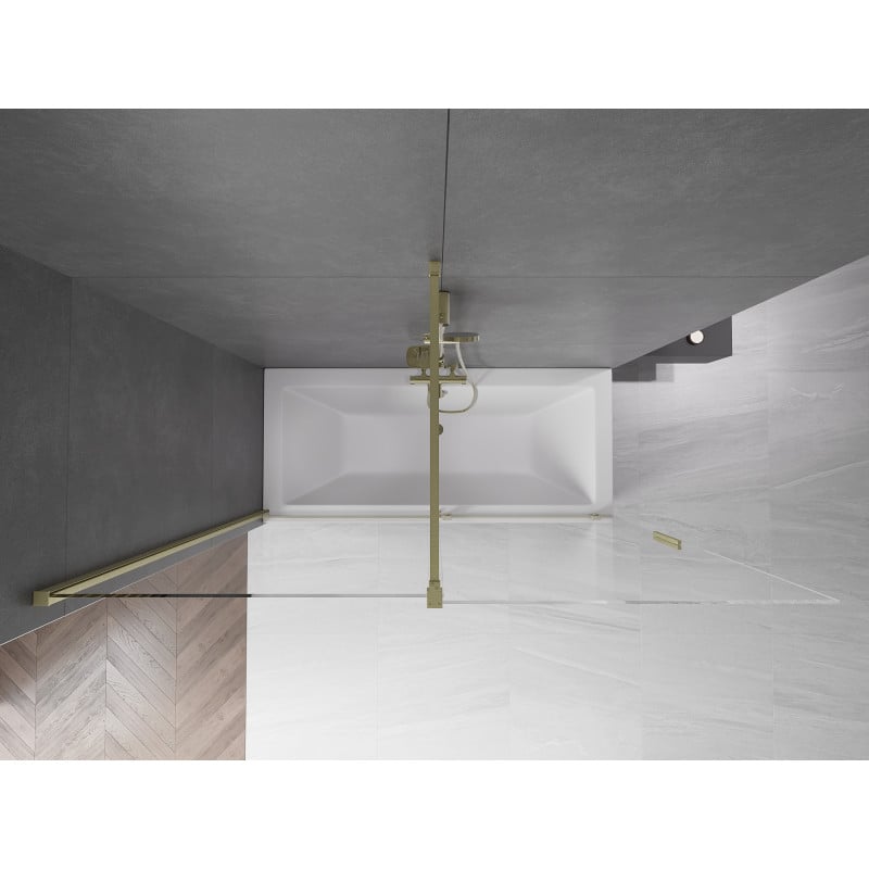 Mexen Velar parawan nawannowy 2-skrzydłowy rozsuwany 180 x 150 cm, transparent, złoty szczotkowany - 896-180-000-01-55