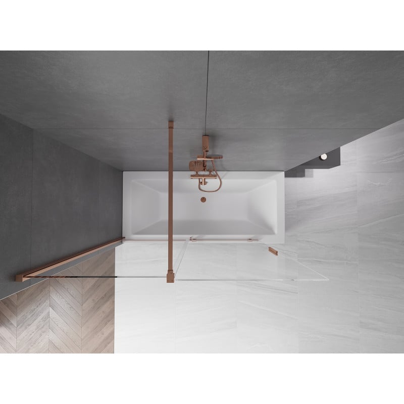 Mexen Velar parawan nawannowy 2-skrzydłowy rozsuwany 150 x 150 cm, transparent, różowe złoto - 896-150-000-01-60