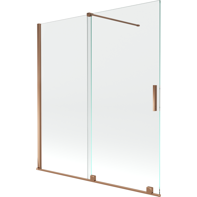 Mexen Velar parawan nawannowy 2-skrzydłowy rozsuwany 150 x 150 cm, transparent, różowe złoto - 896-150-000-01-60