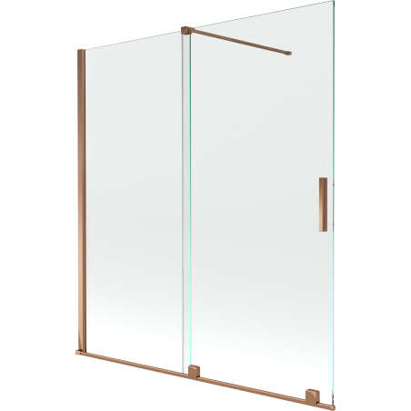 Mexen Velar parawan nawannowy 2-skrzydłowy rozsuwany 150 x 150 cm, transparent, różowe złoto - 896-150-000-01-60