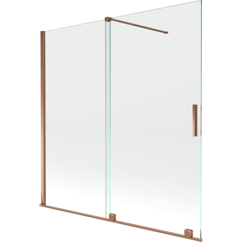 Mexen Velar parawan nawannowy 2-skrzydłowy rozsuwany 160 x 150 cm, transparent, różowe złoto - 896-160-000-01-60