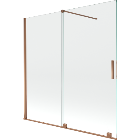 Mexen Velar parawan nawannowy 2-skrzydłowy rozsuwany 160 x 150 cm, transparent, różowe złoto - 896-160-000-01-60
