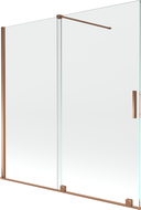 Mexen Velar parawan nawannowy 2-skrzydłowy rozsuwany 160 x 150 cm, transparent, różowe złoto - 896-160-000-01-60