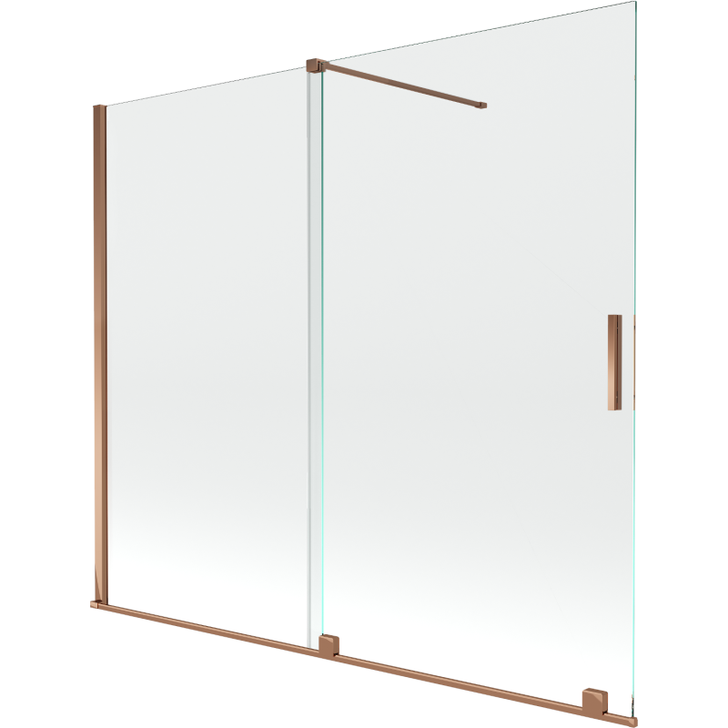 Mexen Velar parawan nawannowy 2-skrzydłowy rozsuwany 180 x 150 cm, transparent, różowe złoto - 896-180-000-01-60
