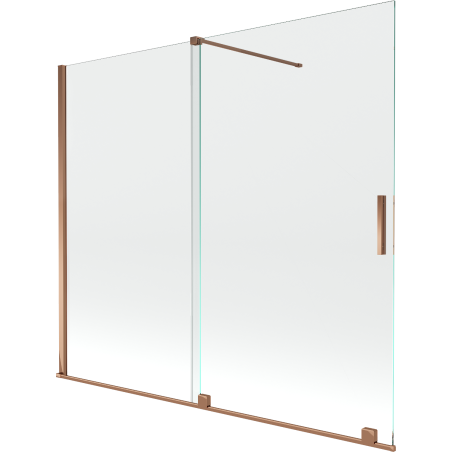 Mexen Velar parawan nawannowy 2-skrzydłowy rozsuwany 180 x 150 cm, transparent, różowe złoto - 896-180-000-01-60