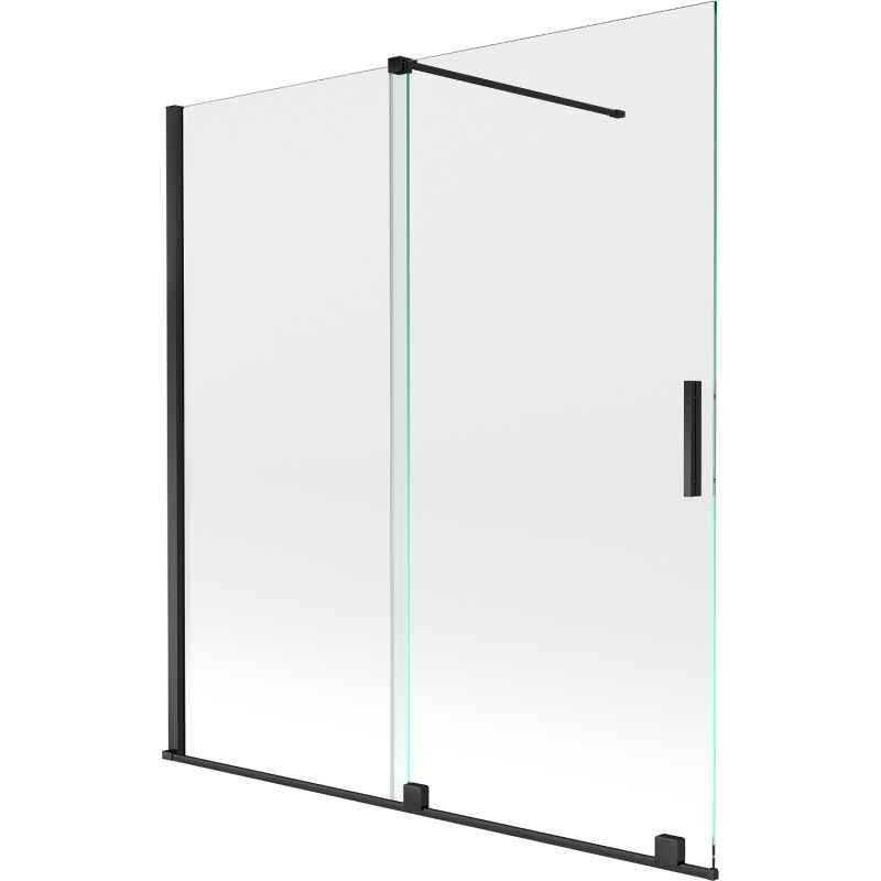 Mexen Velar parawan nawannowy 2-skrzydłowy rozsuwany 150 x 150 cm, transparent, czarny - 896-150-000-01-70