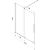 Mexen Velar parawan nawannowy 2-skrzydłowy rozsuwany 150 x 150 cm, transparent, czarny - 896-150-000-01-70