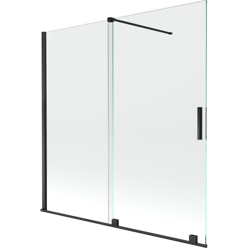 Mexen Velar parawan nawannowy 2-skrzydłowy rozsuwany 160 x 150 cm, transparent, czarny - 896-160-000-01-70