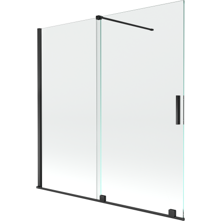 Mexen Velar parawan nawannowy 2-skrzydłowy rozsuwany 160 x 150 cm, transparent, czarny - 896-160-000-01-70