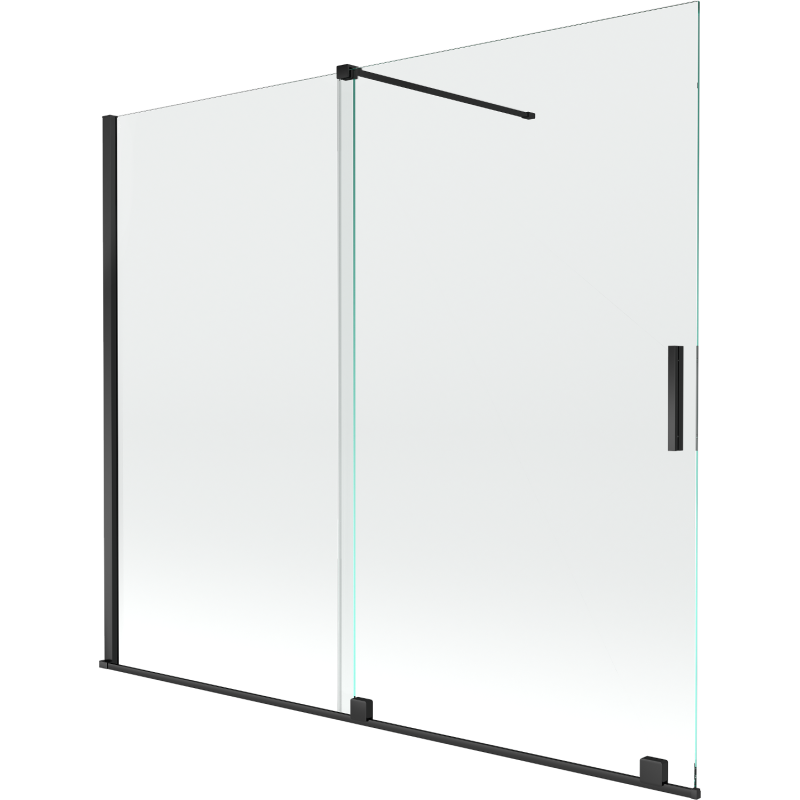 Mexen Velar parawan nawannowy 2-skrzydłowy rozsuwany 180 x 150 cm, transparent, czarny - 896-180-000-01-70