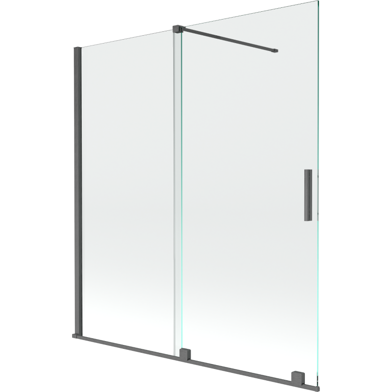 Mexen Velar parawan nawannowy 2-skrzydłowy rozsuwany 150 x 150 cm, transparent, gun gray szczotkowany - 896-150-000-01-66