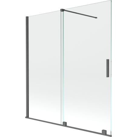Mexen Velar parawan nawannowy 2-skrzydłowy rozsuwany 150 x 150 cm, transparent, gun gray szczotkowany - 896-150-000-01-66