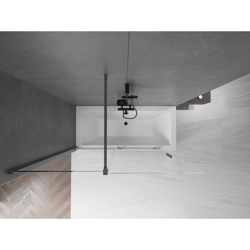 Mexen Velar parawan nawannowy 2-skrzydłowy rozsuwany 150 x 150 cm, transparent, gun gray szczotkowany - 896-150-000-01-66