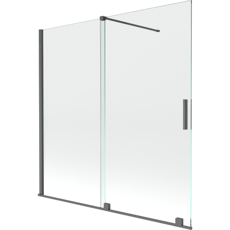Mexen Velar parawan nawannowy 2-skrzydłowy rozsuwany 160 x 150 cm, transparent, gun gray szczotkowany - 896-160-000-01-66