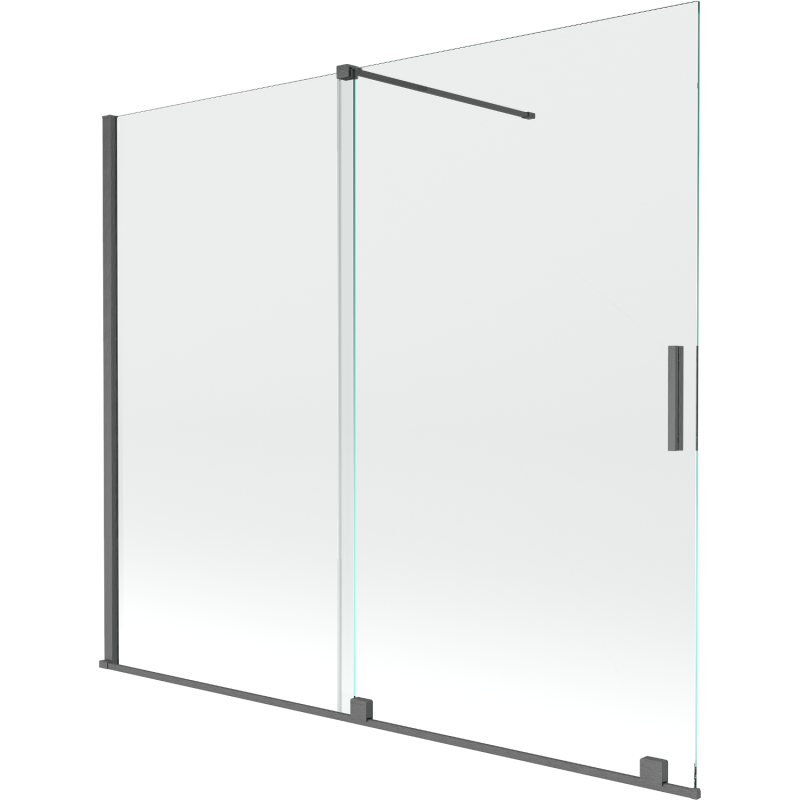 Mexen Velar parawan nawannowy 2-skrzydłowy rozsuwany 180 x 150 cm, transparent, gun gray szczotkowany - 896-180-000-01-66