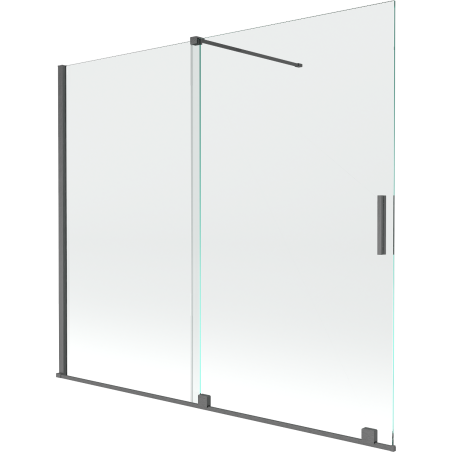 Mexen Velar parawan nawannowy 2-skrzydłowy rozsuwany 180 x 150 cm, transparent, gun gray szczotkowany - 896-180-000-01-66