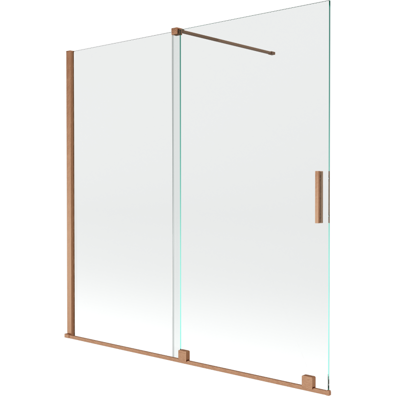 Mexen Velar parawan nawannowy 2-skrzydłowy rozsuwany 160 x 150 cm, transparent, miedź szczotkowana - 896-160-000-01-65