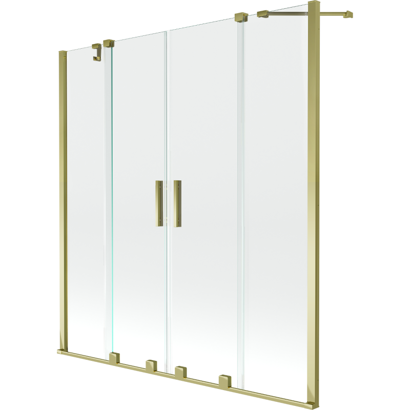 Mexen Velar Duo parawan nawannowy 2-skrzydłowy rozsuwany 140 x 150 cm, transparent, złoty - 896-140-000-02-50