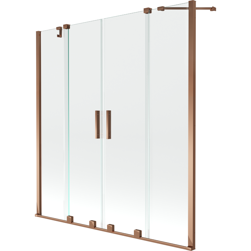 Mexen Velar Duo parawan nawannowy 2-skrzydłowy rozsuwany 160 x 150 cm, transparent, różowe złoto - 896-160-000-02-60