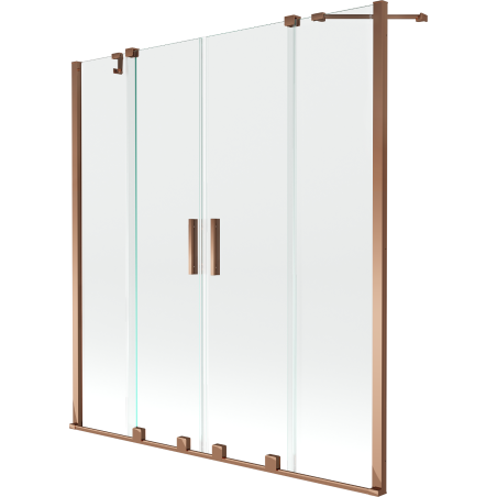 Mexen Velar Duo parawan nawannowy 2-skrzydłowy rozsuwany 160 x 150 cm, transparent, różowe złoto - 896-160-000-02-60