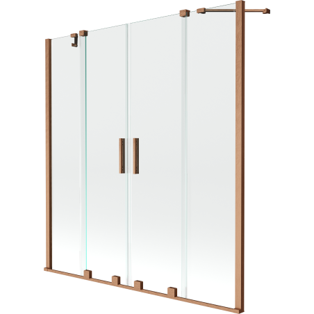 Mexen Velar Duo parawan nawannowy 2-skrzydłowy rozsuwany 160 x 150 cm, transparent, miedź szczotkowana - 896-160-000-02-65