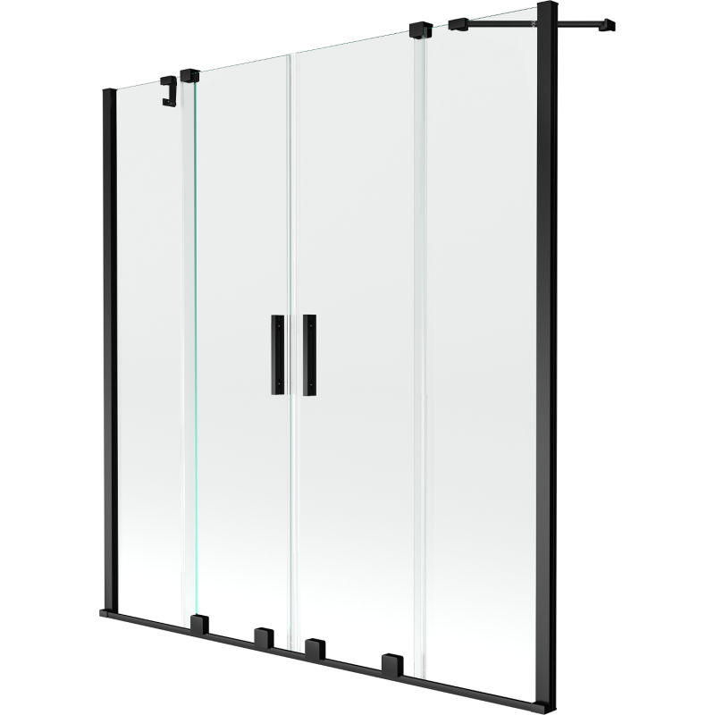 Mexen Velar Duo parawan nawannowy 2-skrzydłowy rozsuwany 140 x 150 cm, transparent, czarny - 896-140-000-02-70