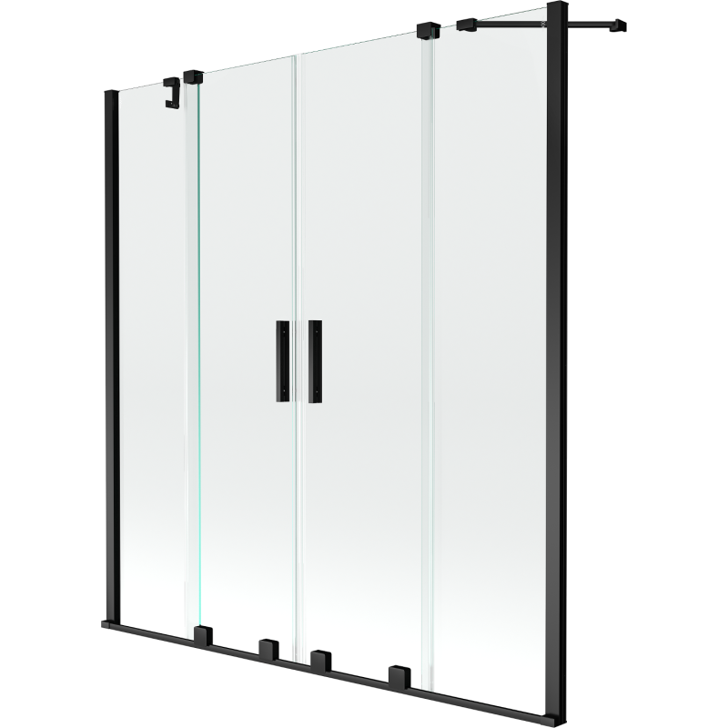 Mexen Velar Duo parawan nawannowy 2-skrzydłowy rozsuwany 150 x 150 cm, transparent, czarny - 896-150-000-02-70