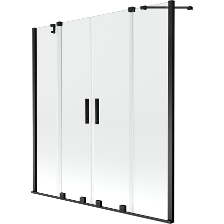 Mexen Velar Duo parawan nawannowy 2-skrzydłowy rozsuwany 150 x 150 cm, transparent, czarny - 896-150-000-02-70