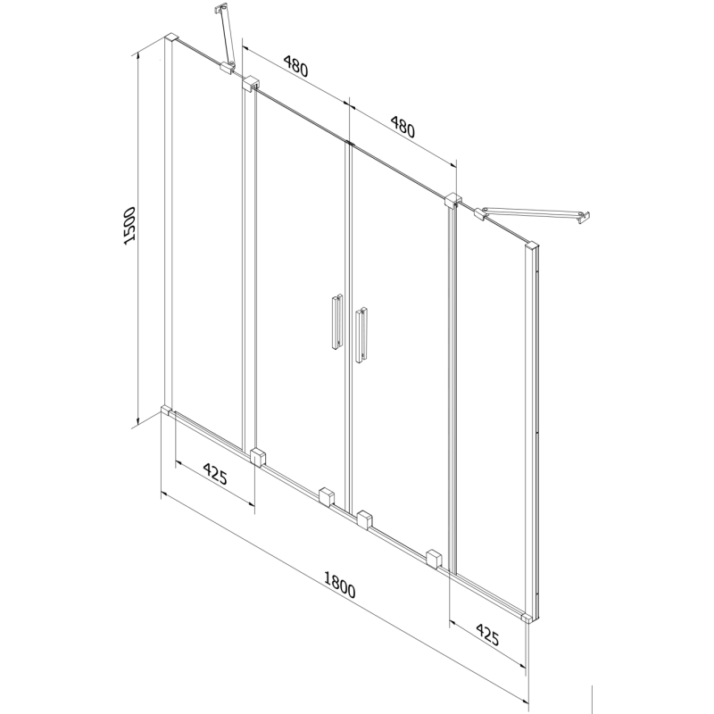 Mexen Velar Duo parawan nawannowy 2-skrzydłowy rozsuwany 180 x 150 cm, transparent, chrom - 896-180-000-02-01
