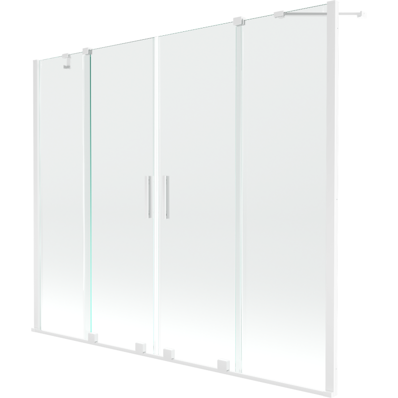 Mexen Velar Duo parawan nawannowy 2-skrzydłowy rozsuwany 200 x 150 cm, transparent, biały - 896-200-000-02-20