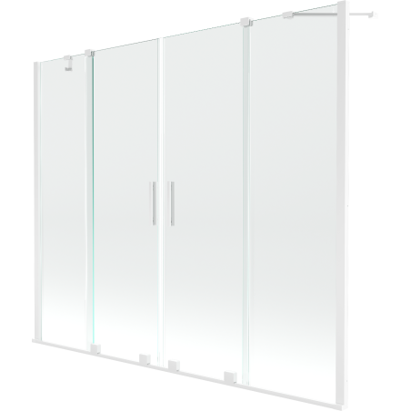 Mexen Velar Duo parawan nawannowy 2-skrzydłowy rozsuwany 200 x 150 cm, transparent, biały - 896-200-000-02-20