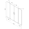 Mexen Velar Duo parawan nawannowy 2-skrzydłowy rozsuwany 170 x 150 cm, transparent, złoty - 896-170-000-02-50
