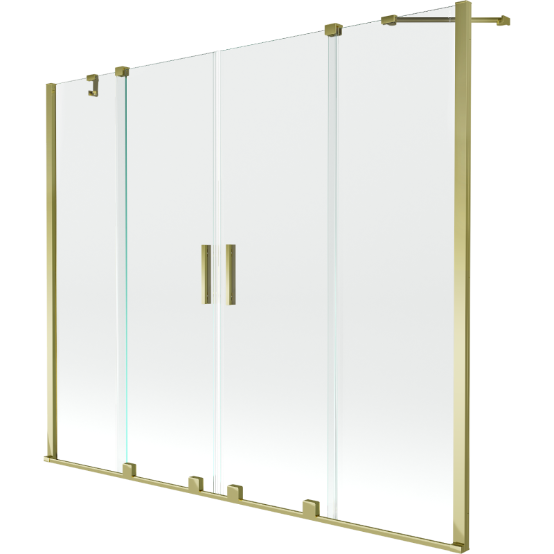 Mexen Velar Duo parawan nawannowy 2-skrzydłowy rozsuwany 180 x 150 cm, transparent, złoty - 896-180-000-02-50