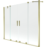 Mexen Velar Duo parawan nawannowy 2-skrzydłowy rozsuwany 200 x 150 cm, transparent, złoty - 896-200-000-02-50