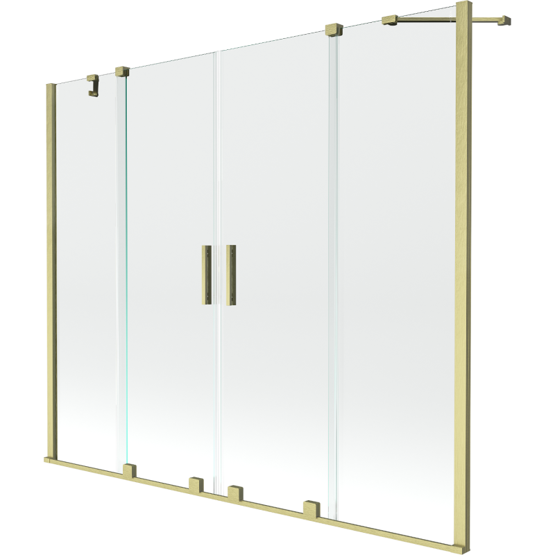 Mexen Velar Duo parawan nawannowy 2-skrzydłowy rozsuwany 170 x 150 cm, transparent, złoty szczotkowany - 896-170-000-02-55