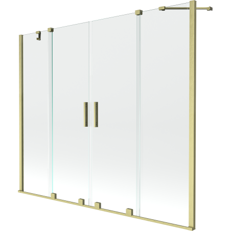 Mexen Velar Duo parawan nawannowy 2-skrzydłowy rozsuwany 200 x 150 cm, transparent, złoty szczotkowany - 896-200-000-02-55