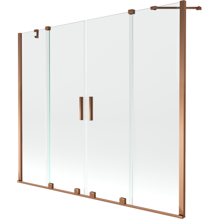 Mexen Velar Duo parawan nawannowy 2-skrzydłowy rozsuwany 170 x 150 cm, transparent, różowe złoto - 896-170-000-02-60