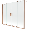 Mexen Velar Duo parawan nawannowy 2-skrzydłowy rozsuwany 200 x 150 cm, transparent, różowe złoto - 896-200-000-02-60