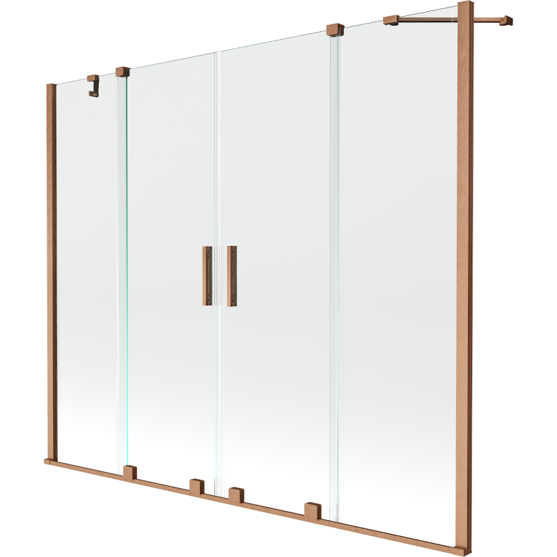 Mexen Velar Duo parawan nawannowy 2-skrzydłowy rozsuwany 180 x 150 cm, transparent, miedź szczotkowana - 896-180-000-02-65