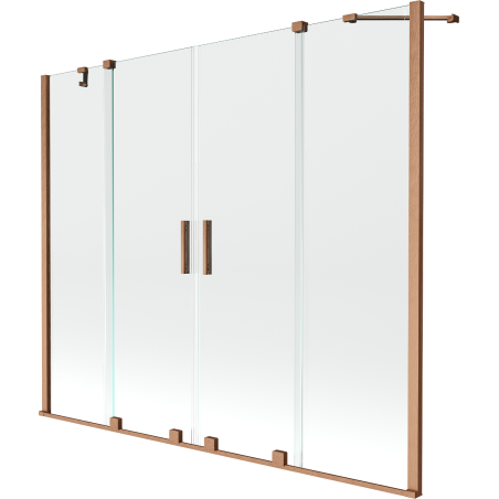Mexen Velar Duo parawan nawannowy 2-skrzydłowy rozsuwany 180 x 150 cm, transparent, miedź szczotkowana - 896-180-000-02-65