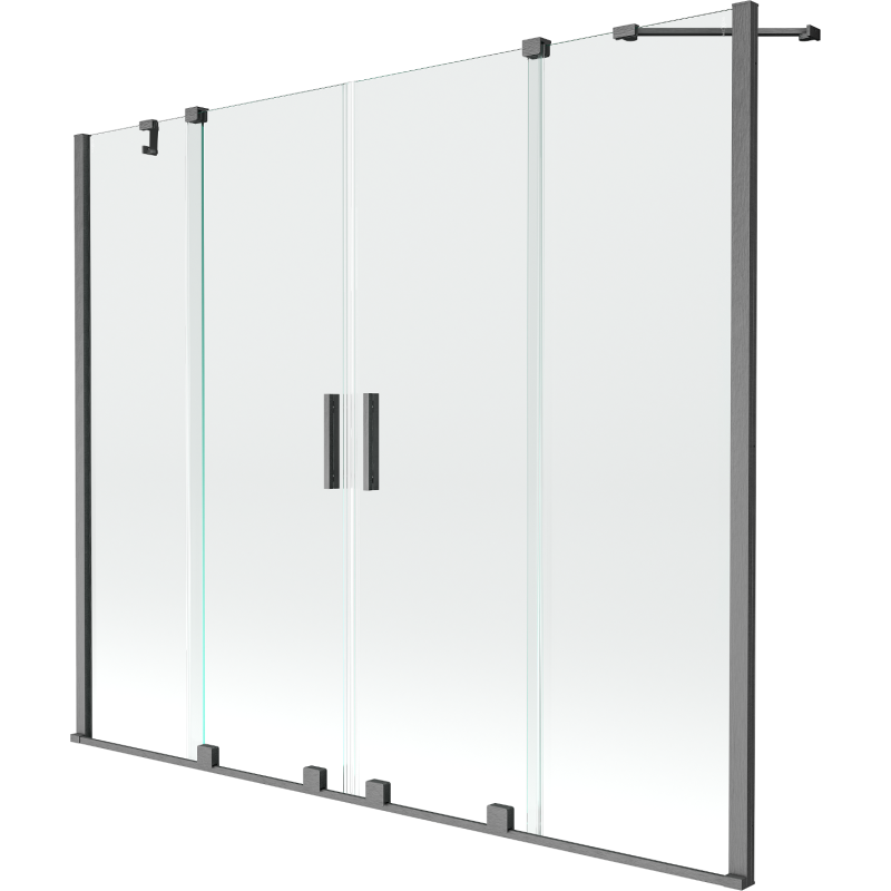 Mexen Velar Duo parawan nawannowy 2-skrzydłowy rozsuwany 200 x 150 cm, transparent, gun gray szczotkowany - 896-200-000-02-66