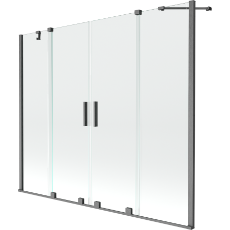 Mexen Velar Duo parawan nawannowy 2-skrzydłowy rozsuwany 200 x 150 cm, transparent, gun gray szczotkowany - 896-200-000-02-66