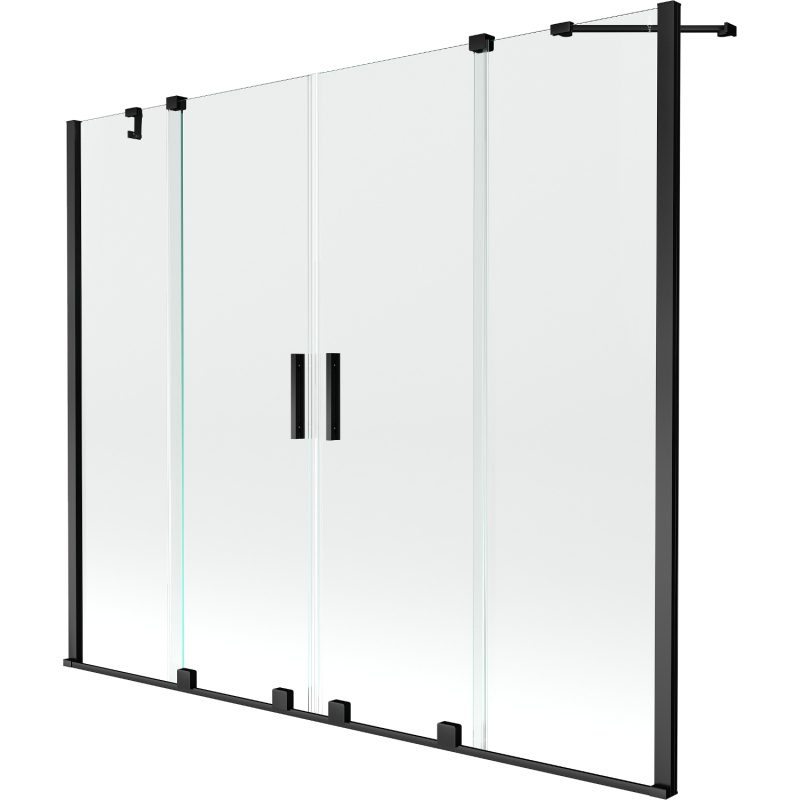 Mexen Velar Duo parawan nawannowy 2-skrzydłowy rozsuwany 180 x 150 cm, transparent, czarny - 896-180-000-02-70