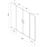 Mexen Velar Duo parawan nawannowy 2-skrzydłowy rozsuwany 200 x 150 cm, transparent, czarny - 896-200-000-02-70