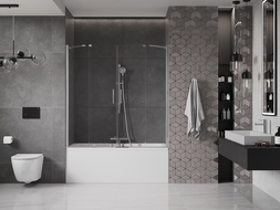 Mexen Velar Duo parawan nawannowy 2-skrzydłowy rozsuwany 150 x 150 cm, transparent, chrom - 896-150-000-02-01