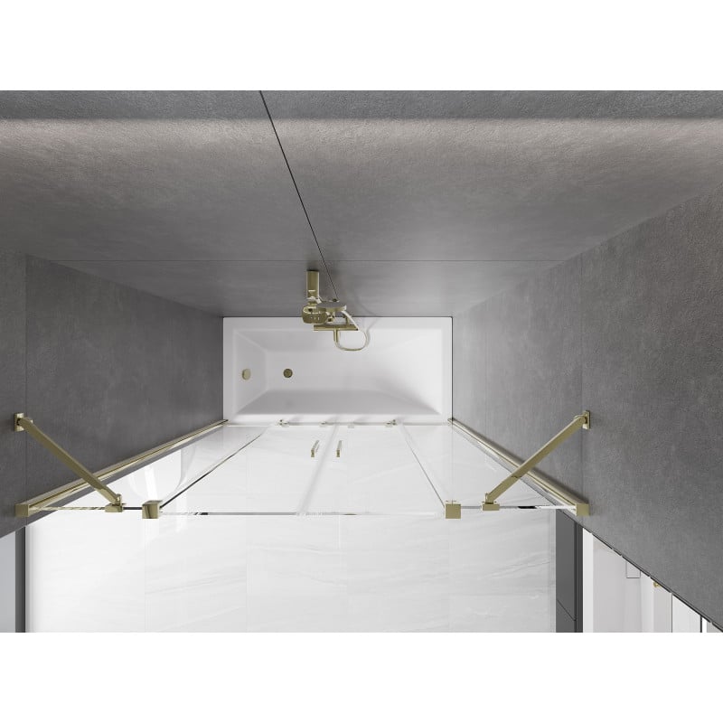 Mexen Velar Duo parawan nawannowy 2-skrzydłowy rozsuwany 140 x 150 cm, transparent, złoty - 896-140-000-02-50