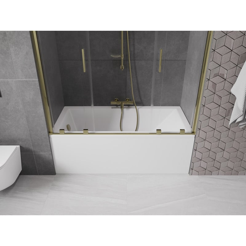 Mexen Velar Duo parawan nawannowy 2-skrzydłowy rozsuwany 150 x 150 cm, transparent, złoty - 896-150-000-02-50
