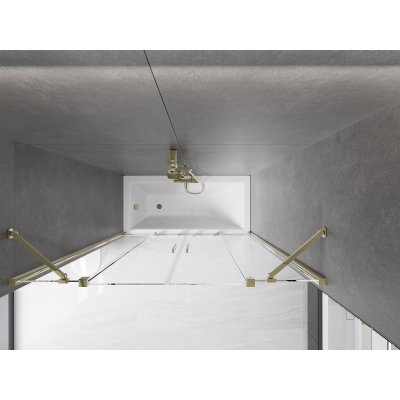Mexen Velar Duo parawan nawannowy 2-skrzydłowy rozsuwany 150 x 150 cm, transparent, złoty - 896-150-000-02-50