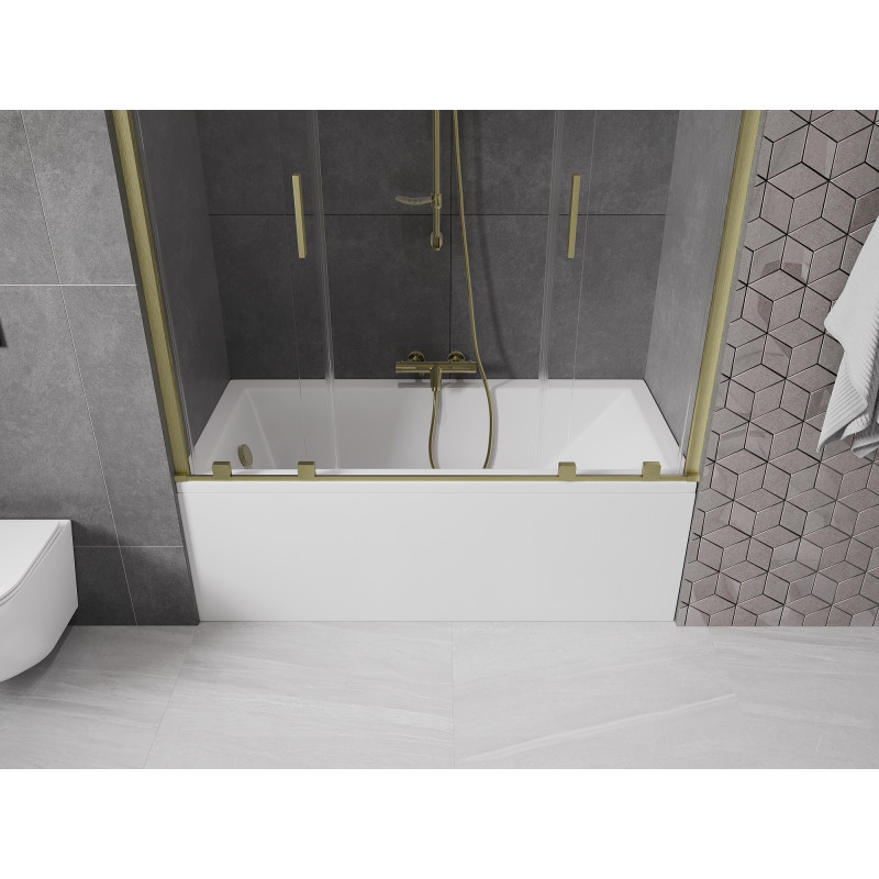 Mexen Velar Duo parawan nawannowy 2-skrzydłowy rozsuwany 140 x 150 cm, transparent, złoty szczotkowany - 896-140-000-02-55