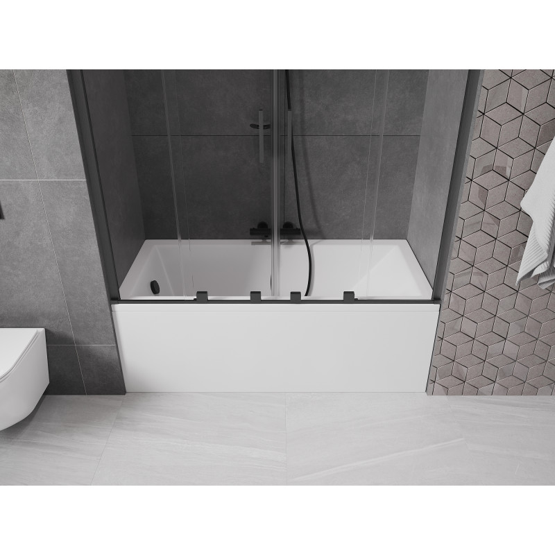 Mexen Velar Duo parawan nawannowy 2-skrzydłowy rozsuwany 150 x 150 cm, transparent, czarny - 896-150-000-02-70